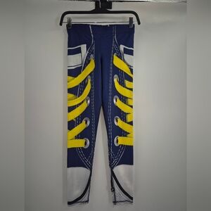 Terez Maize and Blue Football Graphic Leggings X-Small